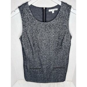 CABI‎ Women's Medium CeCe Shell Sleeveless Black Tweed Herringbone Top Style 993
